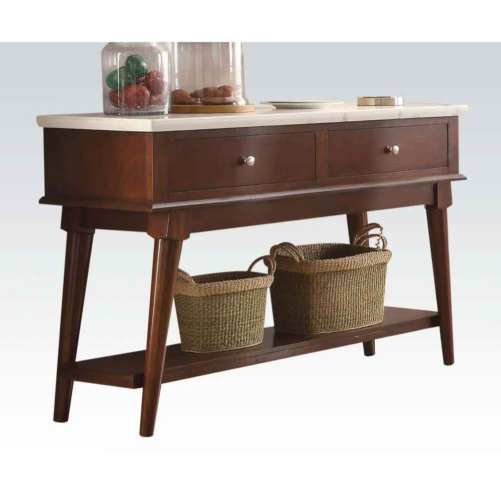 Dependable Gasha - Server - White Marble Top Walnut Eco-Friendly