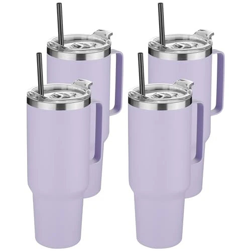 Modern 40 oz Stainless Steel Tumbler with Handle 4 Count Certified