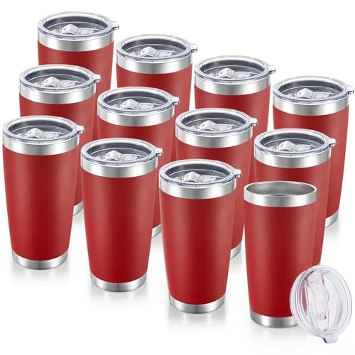 Solid 20 oz Tumblers Bulk Stainless Steel Tumbler with Lid 12 Count Superior