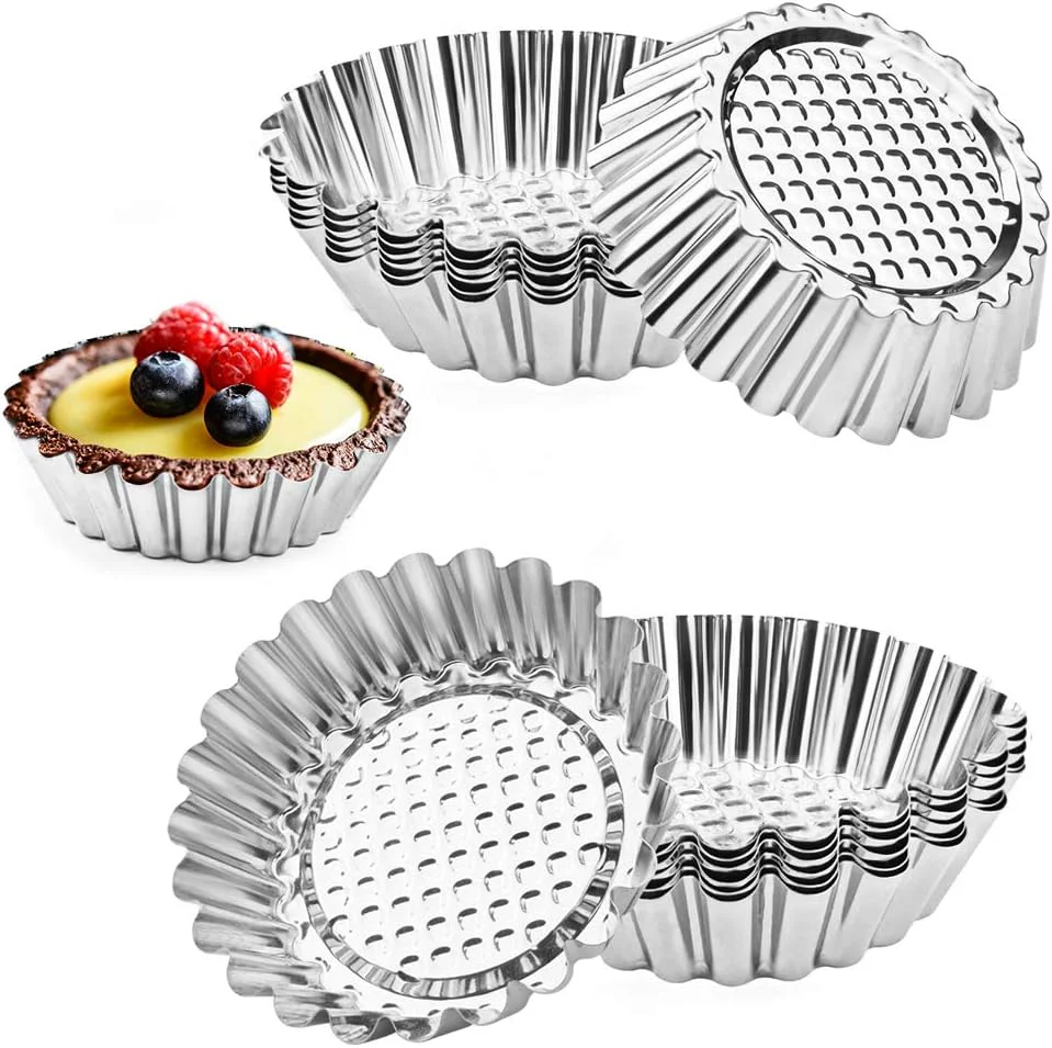 Genuine 20 Packs Cupcake Mold 3.8inch Stainless Steel Mini Pie Tartlet Cupcake Cake Muffin Mold Tin Pan Baking Tool Fast