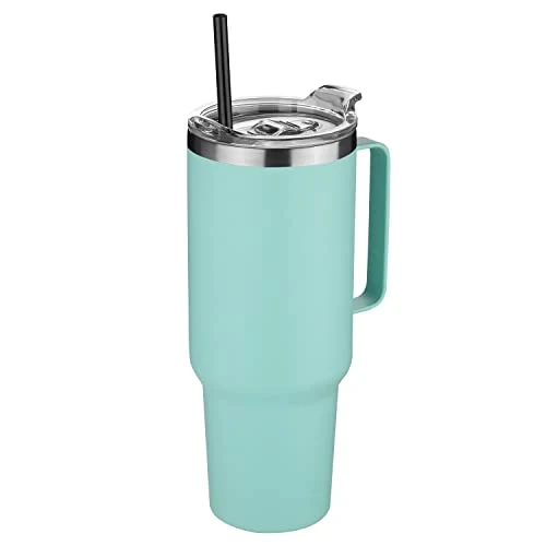 Secure 40 oz Stainless Steel Tumbler with Handle Natural