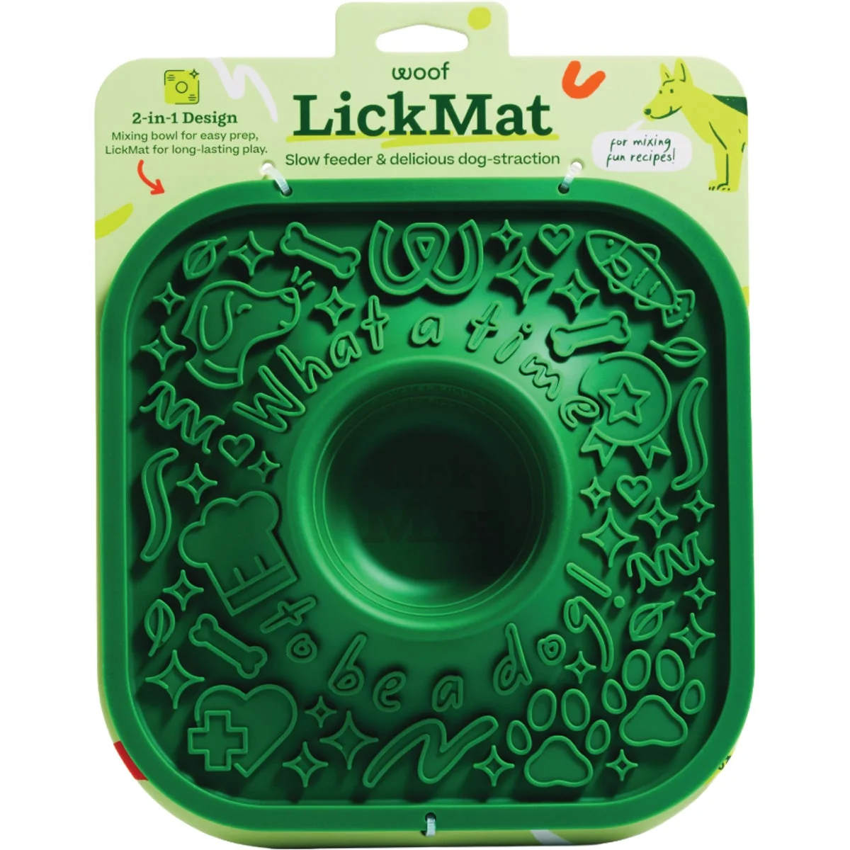 Expertly Made Woof Lick Mat Green Slow Dog Feeder Modern