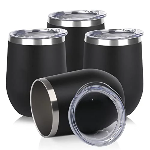 Flexible Stainless Steel Wine Tumbler Bulk with Lid 4 Count Relaxed