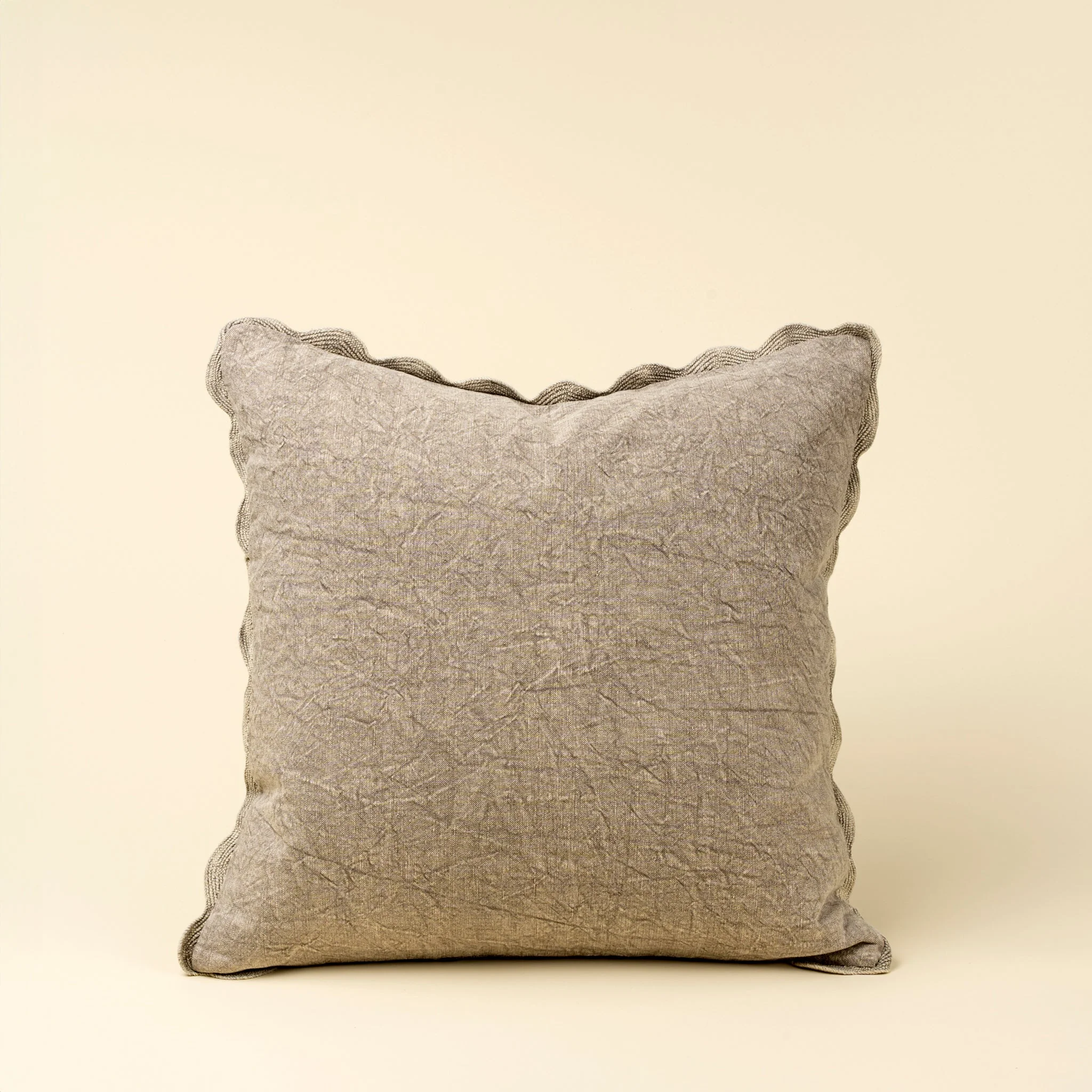 Exclusive Scalloped Edge Pillow Silver Grey Cover with Filler Enhanced