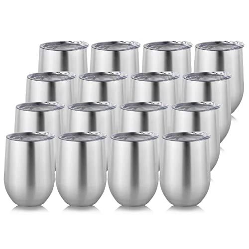 High-Grade Stainless Steel Wine Tumbler Bulk with Lid 16 Count Reliable