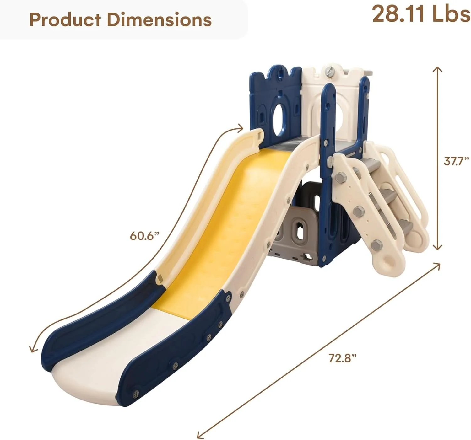 Stylish Toddler Playhouse With Slide standing Blue Yellow Verified