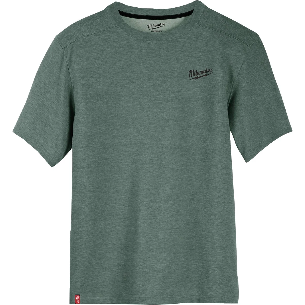 Detailed Milwaukee FLEX Men's XL Green Short Sleeve Hybrid Work T-Shirt Relaxed