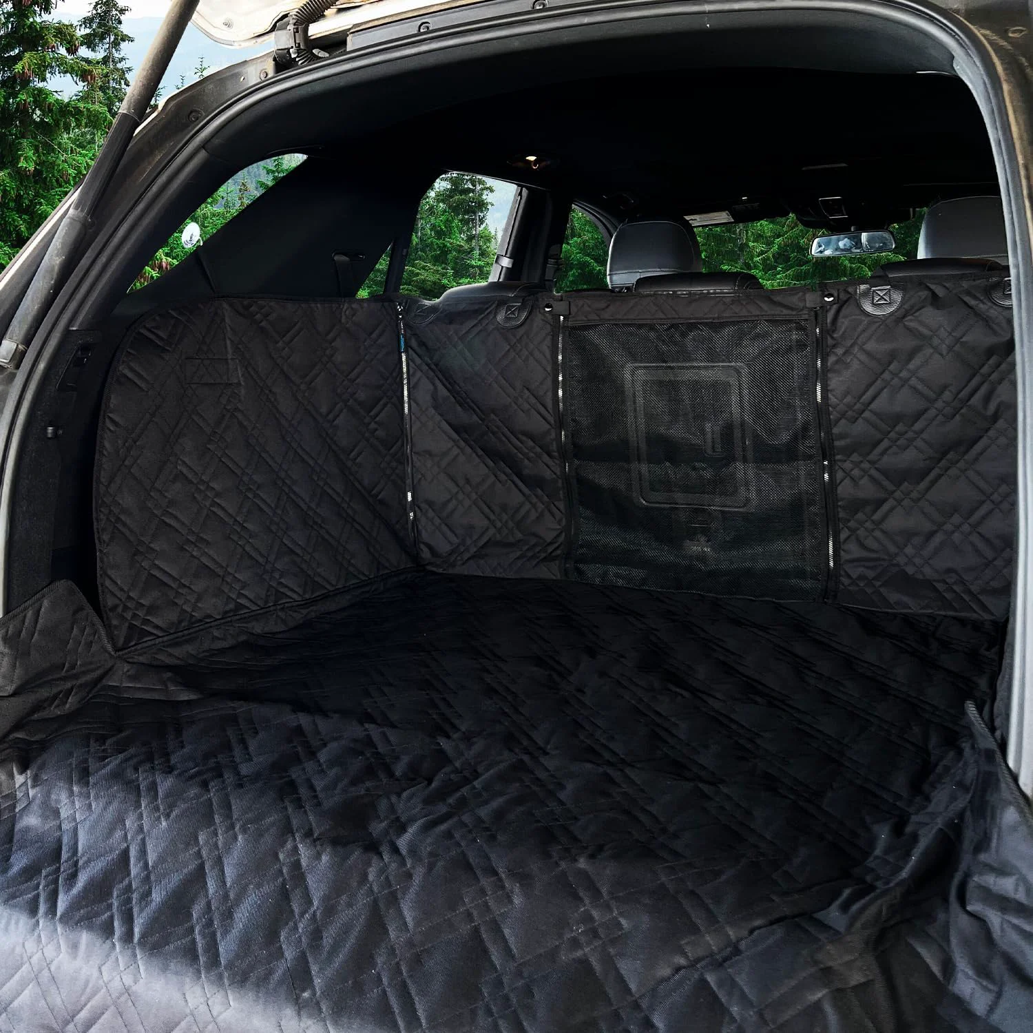 Functional Bulldogology Cargo Liner for SUV - Heavy-Duty Waterproof Trunk Cover Large Black Secure