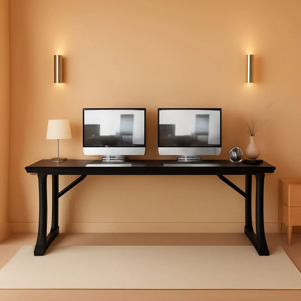 Refined 78.7 Inch Black Executive Desk Home Office Computer Desk Trusted