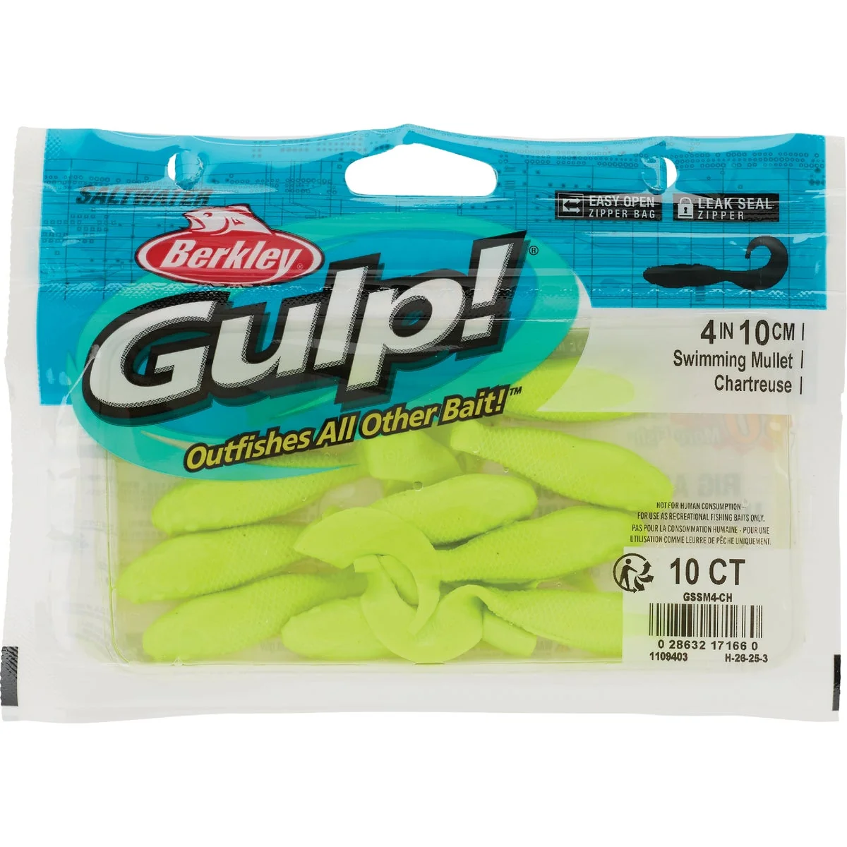 Classic Berkley Gulp Chartreuse Saltwater Swimming Mullet Fishing Lure Artisan