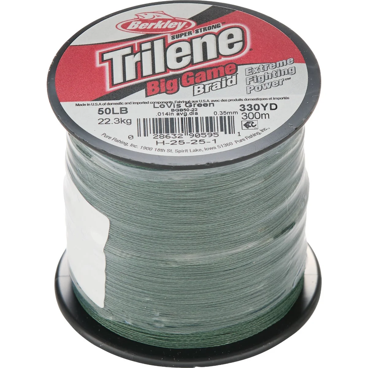 Top-Quality Berkley Trilene Big Game Braid 50 Lb. 328 Yd. Lo-Vis Green Fishing Line Innovative