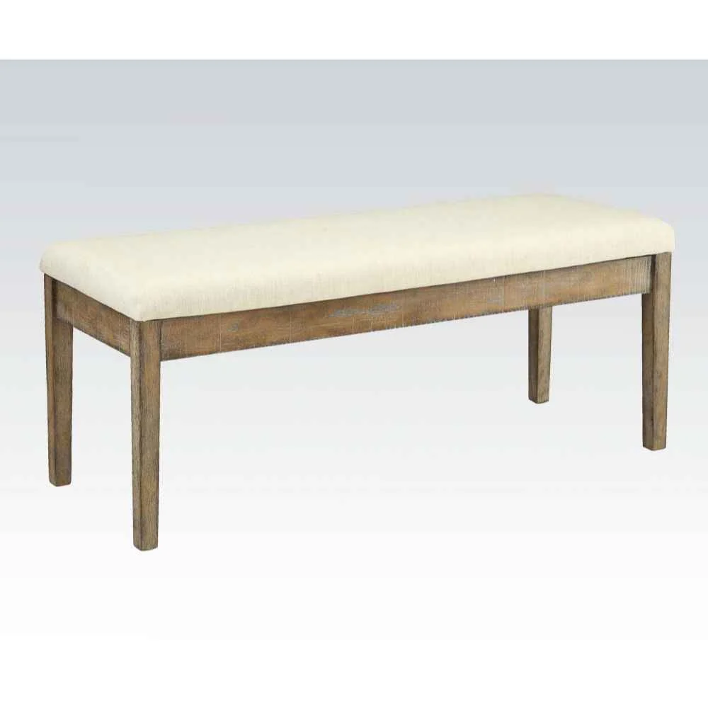 Premium Claudia - Bench - Beige Linen Salvage Brown Functional