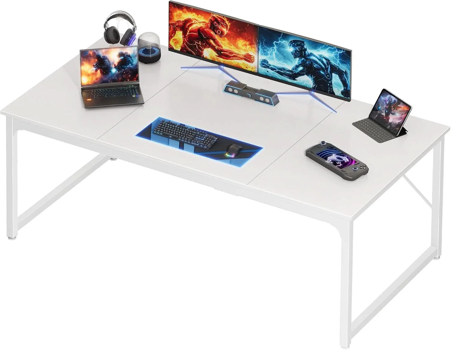 Certified 63 Inch White Computer Desk With Deep Desktop Home Office Fashionable