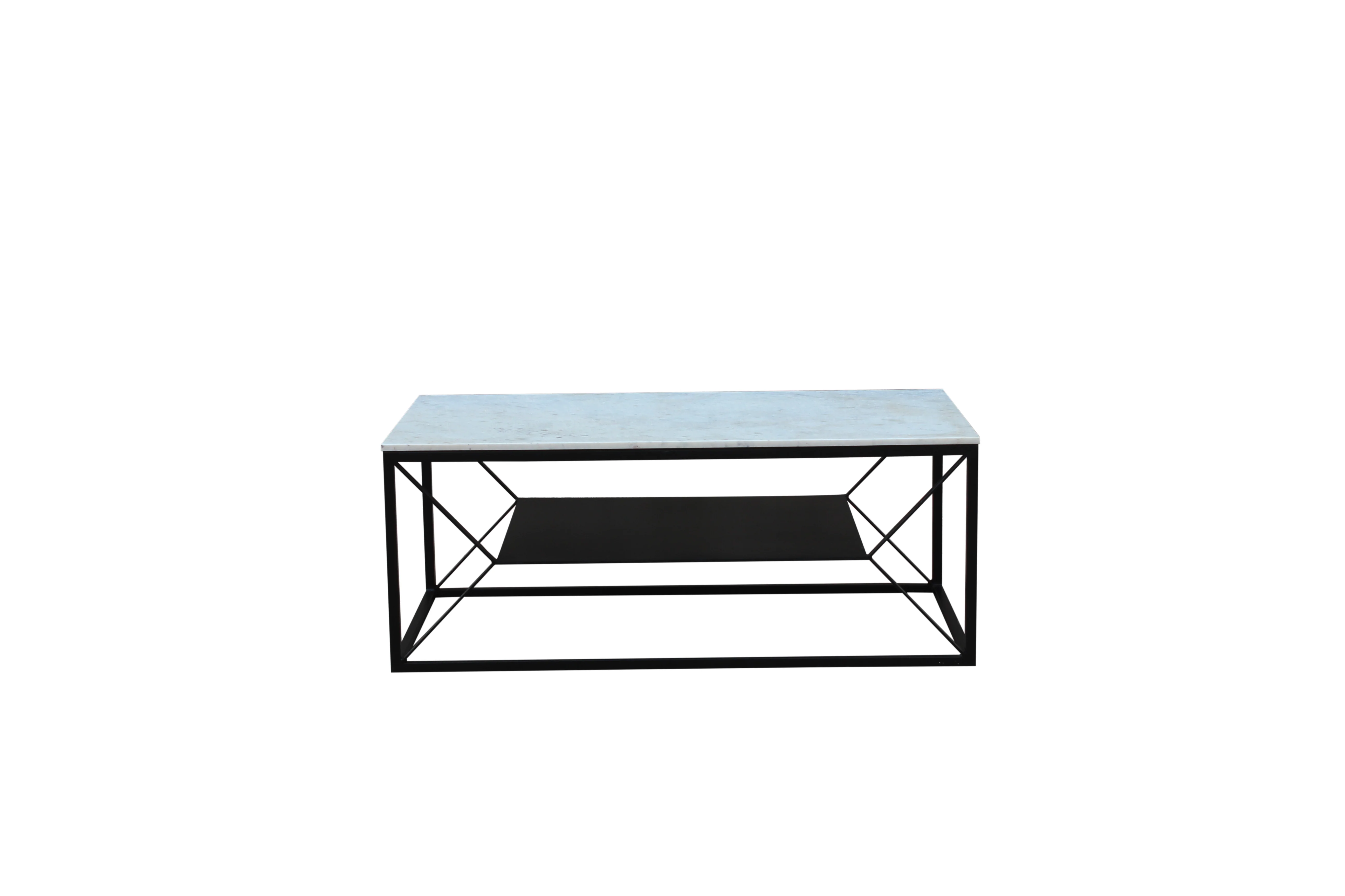 Crafted Sasha Coffee Table Marble Black Metal Legs Floor Model Authentic
