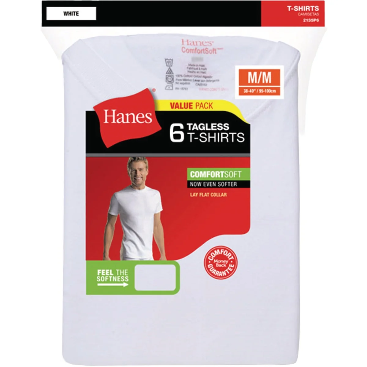 High-End Hanes 2XL White Cotton Crew T-Shirt 6-Pack Luxury