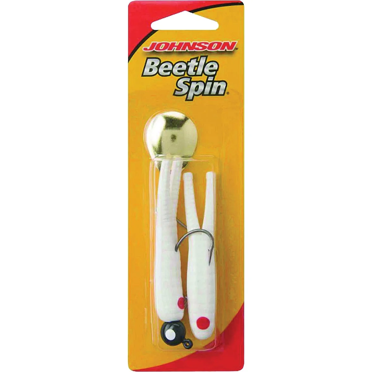 Selected Johnson Beetle Spin 2 In. Nickel Blade White Red Dot Lure 2-Pack Secure
