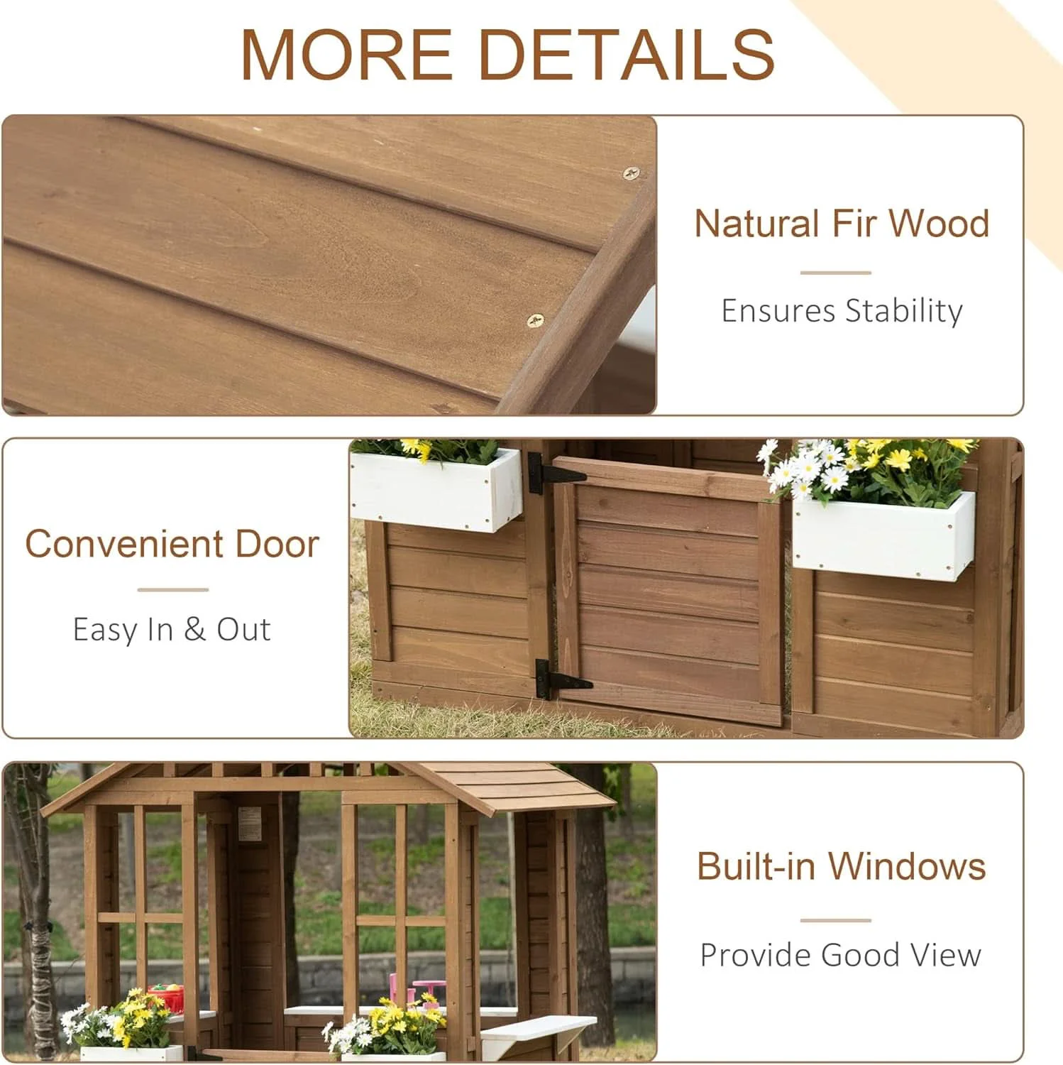 Detailed Outdoor Playhouse Cottage With Working Door 47x38x54 Verified