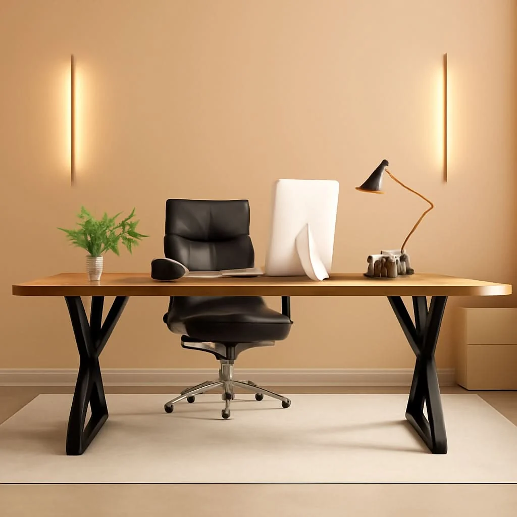 First-Class 70.8 Inch Executive Desk Light Walnut Black Large Computer Office Desk Versatile