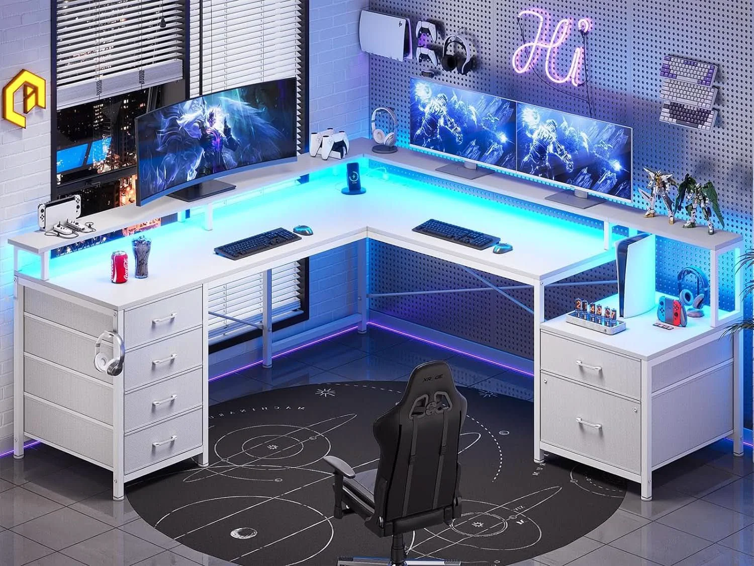 Official L Shaped Desk 108 Inch White Two Person Corner Computer Desk Responsible
