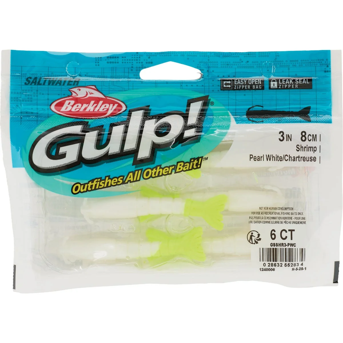 Outstanding Berkley Gulp 3 In. Pearl Saltwater Shrimp 6-Pack Classic