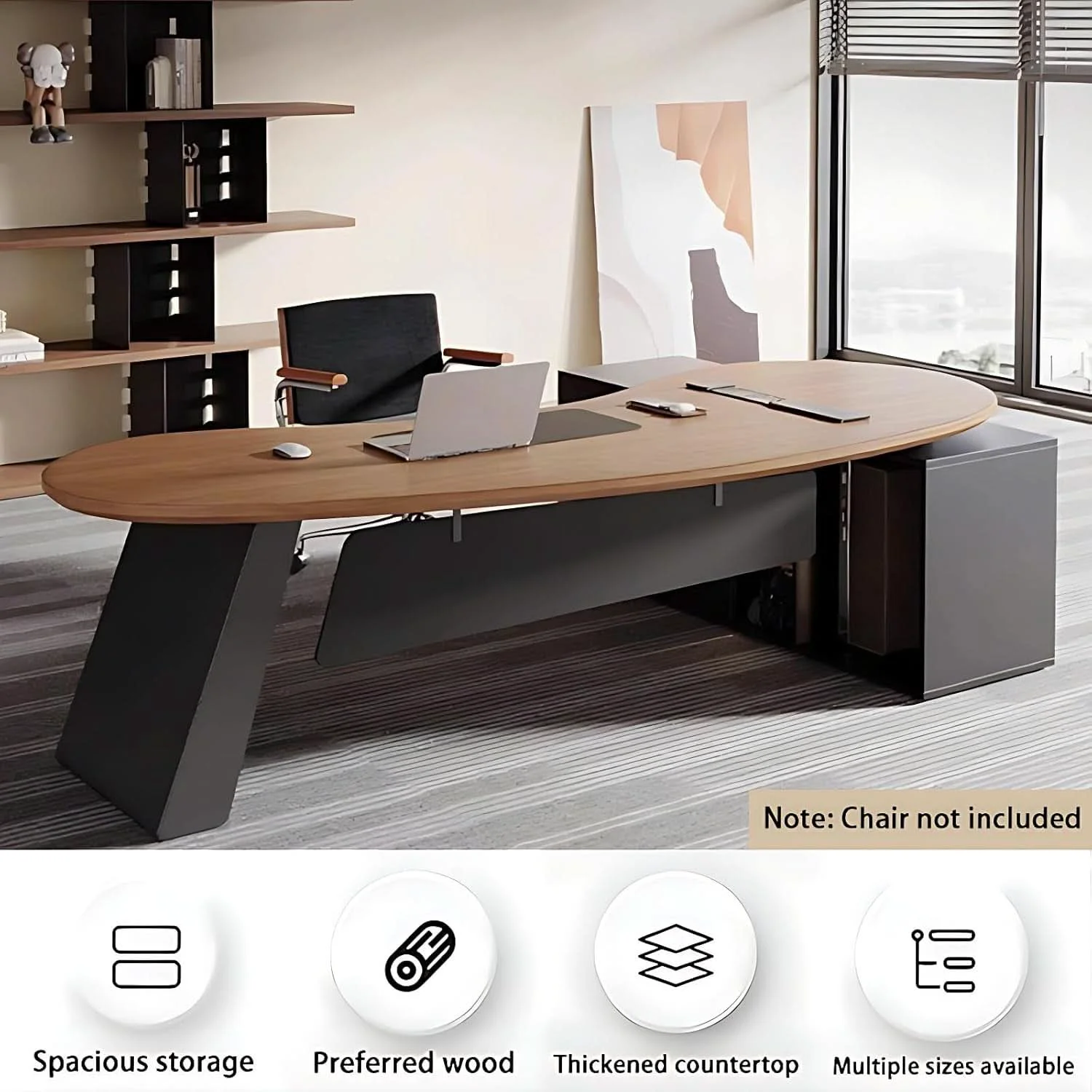 Recyclable L Shaped Desk With Solid Wood 80 Inch Executive Work space Desk Crafted