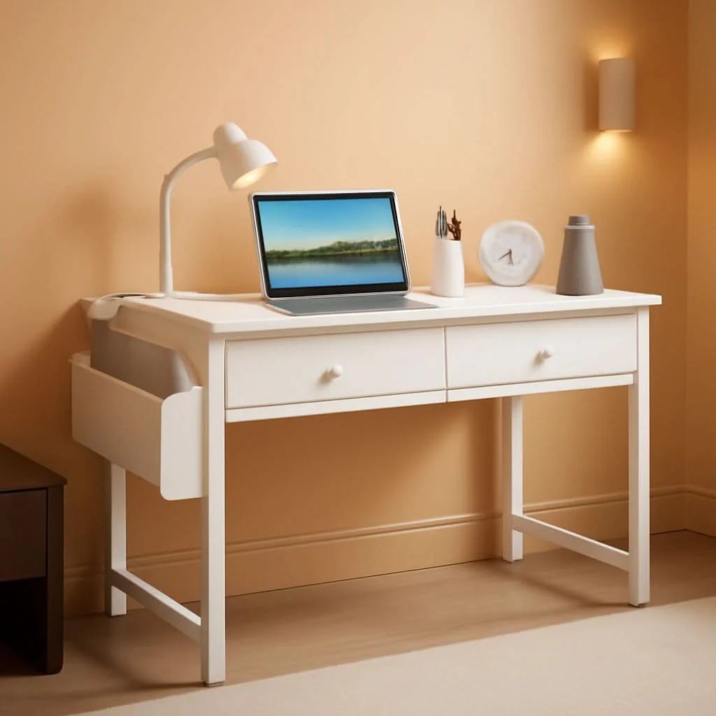 Reusable White Desk With Drawers 32 Inch Space Saving Home Office Desk Exceptional