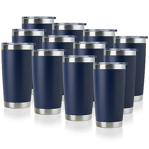 Professional 20oz Stainless Steel Tumbler Bulk with Lid 12 Count Natural