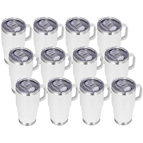 Convenient 20 oz Tumbler Bulk with Handle Lid and Straw 12 Count First-Class