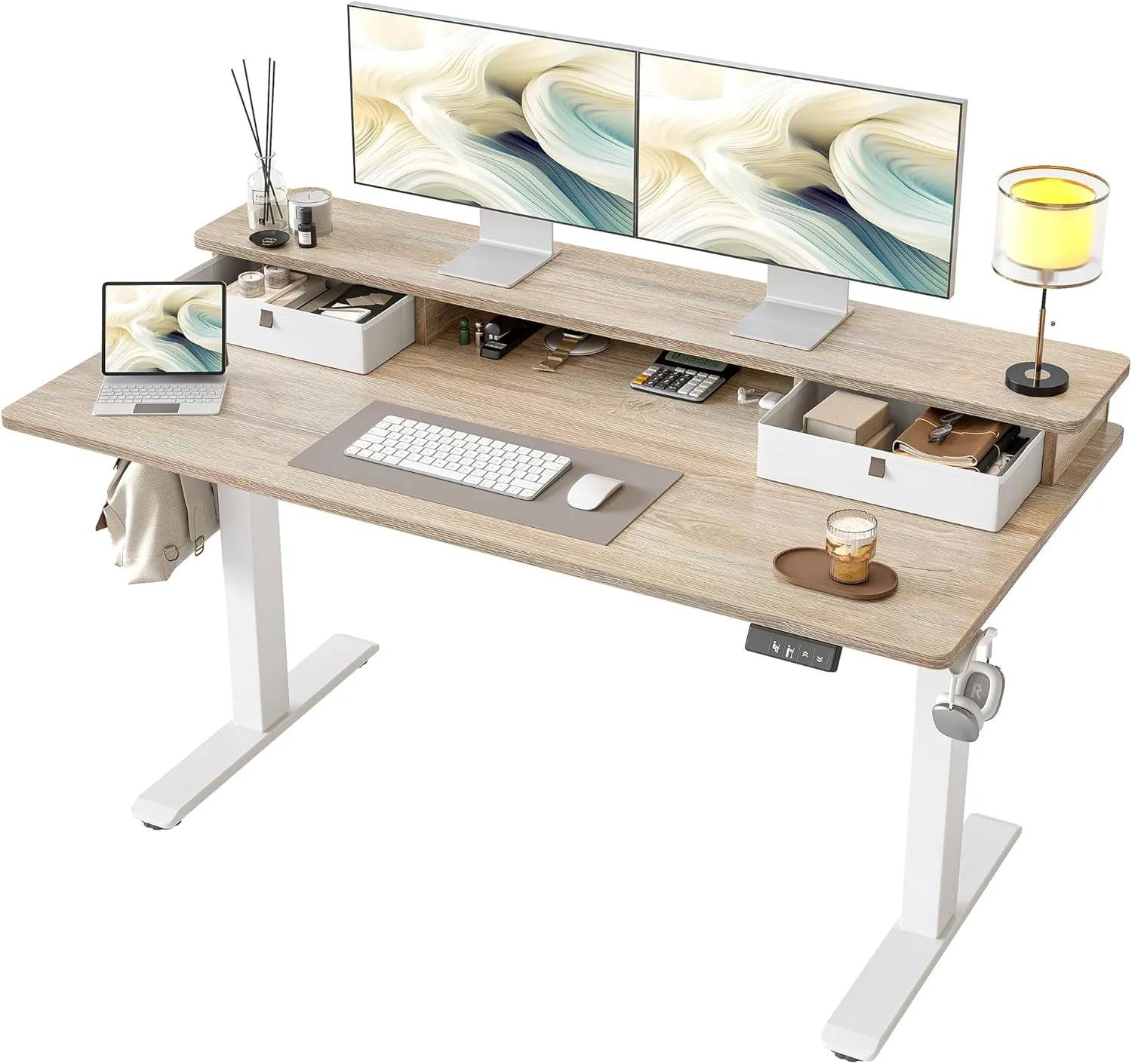Healthy Maple 55x24 Electric Height Adjustable Desk Drawers Trusted