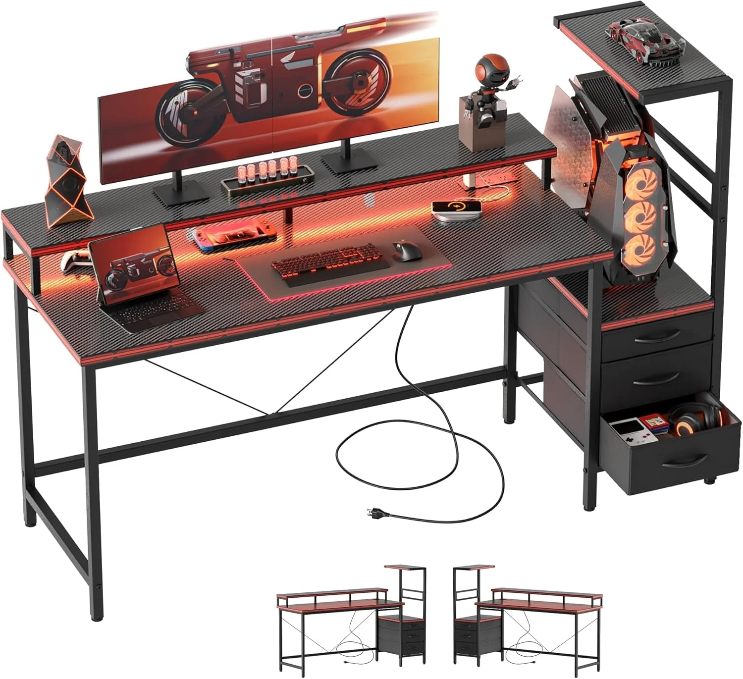 Top-Quality Multifunctional Gaming Desk With Integrated LED Lighting Expertly Made