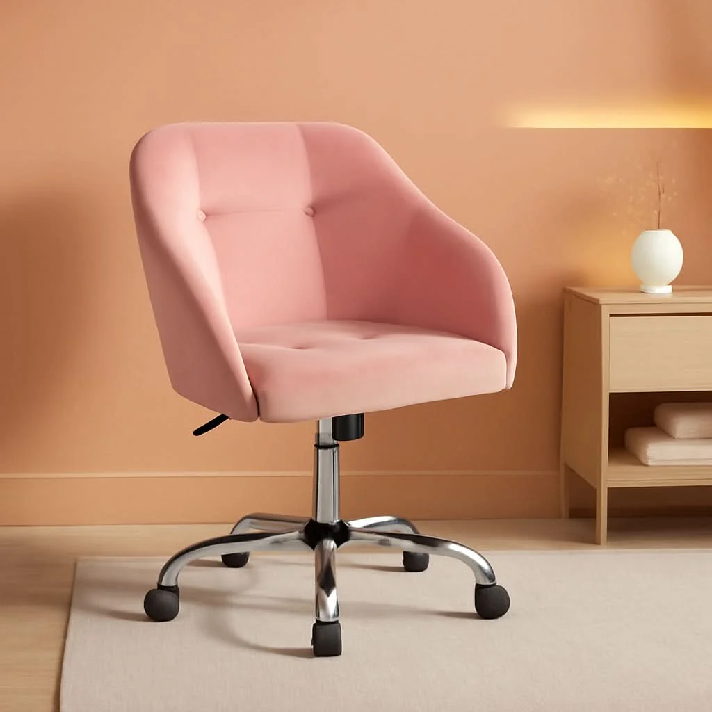 Artisan Pink Velvet Desk Chair With Swivel Office Chair Modern Top-Quality