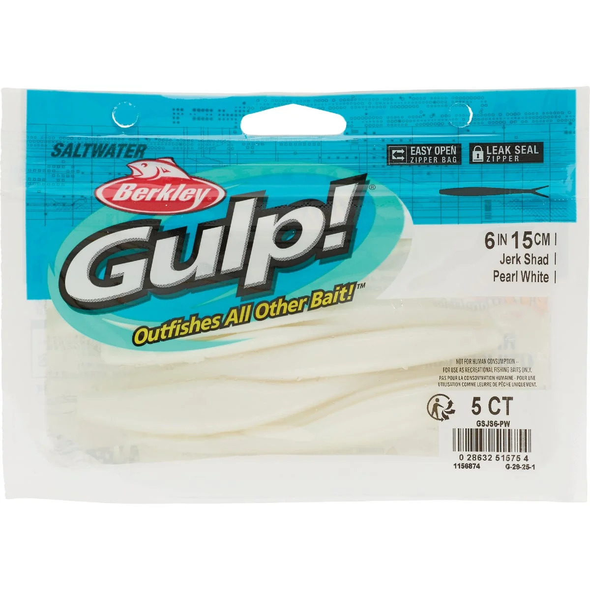 Stylish Berkley Gulp Pearl White Saltwater Jerk Shad Fishing Lure Relaxed