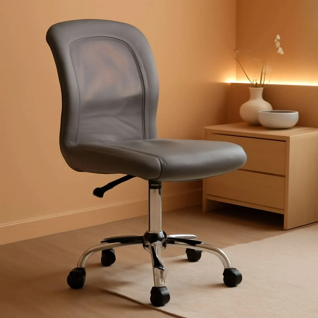 Long-Lasting Gray Armless Desk Chair With Wheels And Breathable Mesh Easy-to-Use