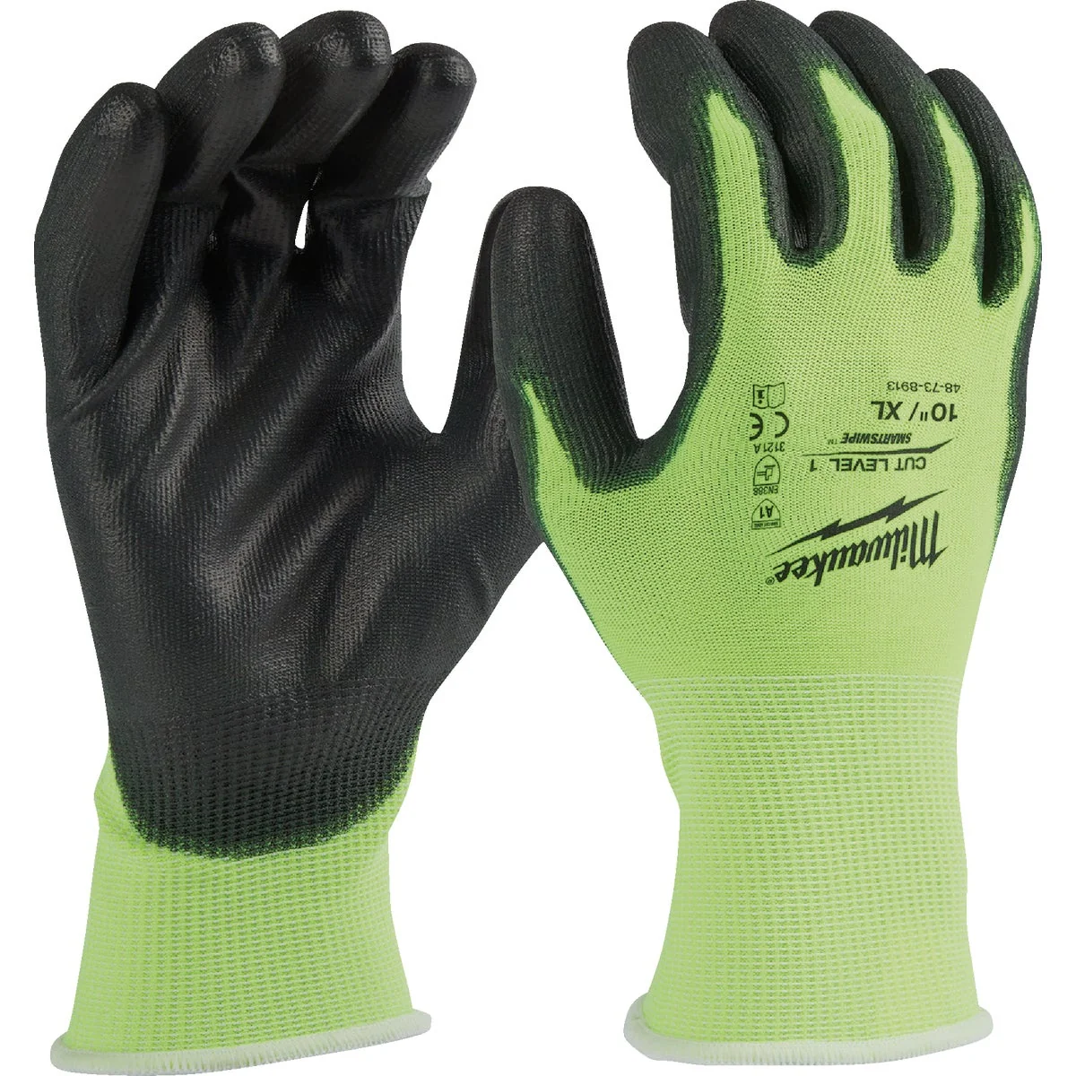 Refined Milwaukee Unisex XL High Visibility Cut Level 1 Dipped Glove Soft