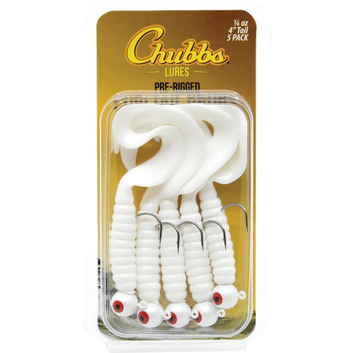 User-Friendly Chubbs 4 In. White Curltail Grub 5-Pack Contemporary