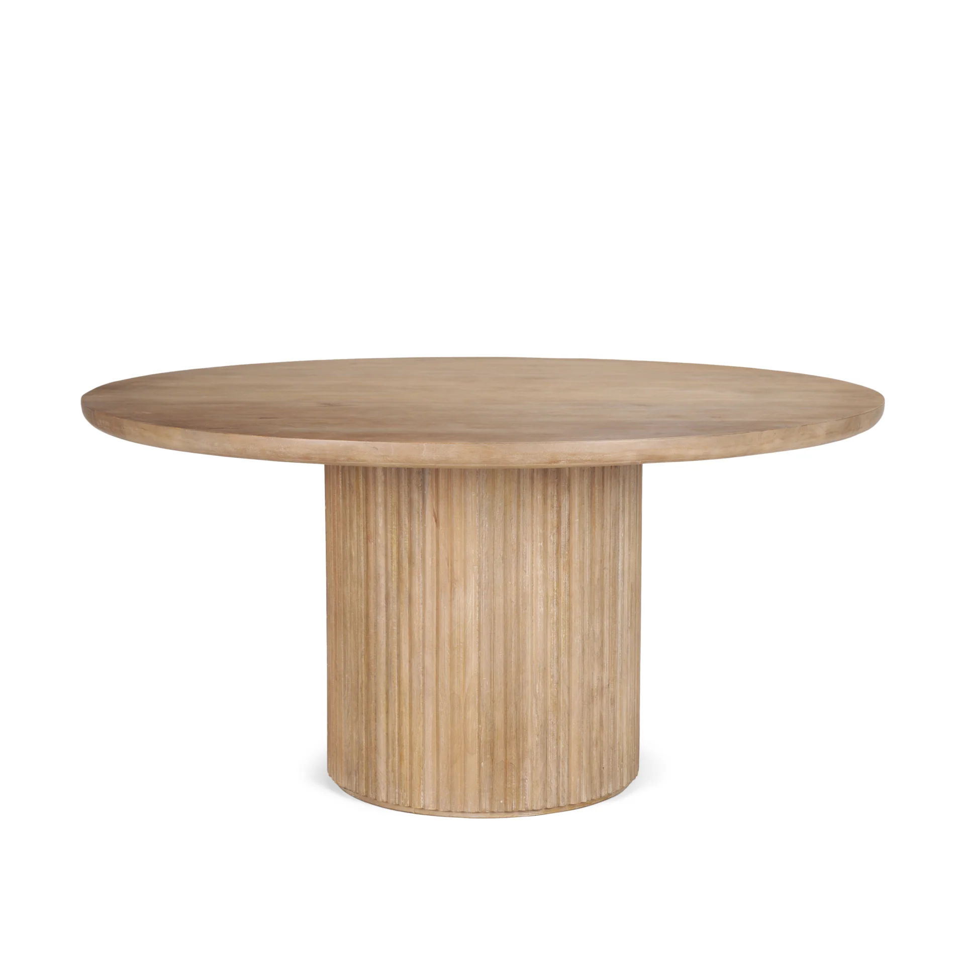 Luxury Terra 60L x 60W Light Brown Wood Round Fluted Dining Table Organic