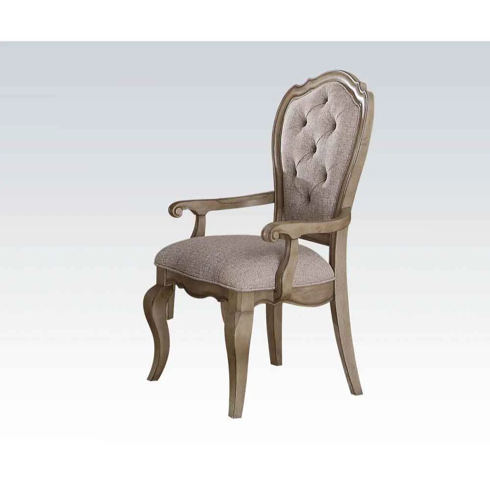 High-End Chelmsford - Arm Chair Set of 2 - Beige Fabric Antique Taupe Authentic