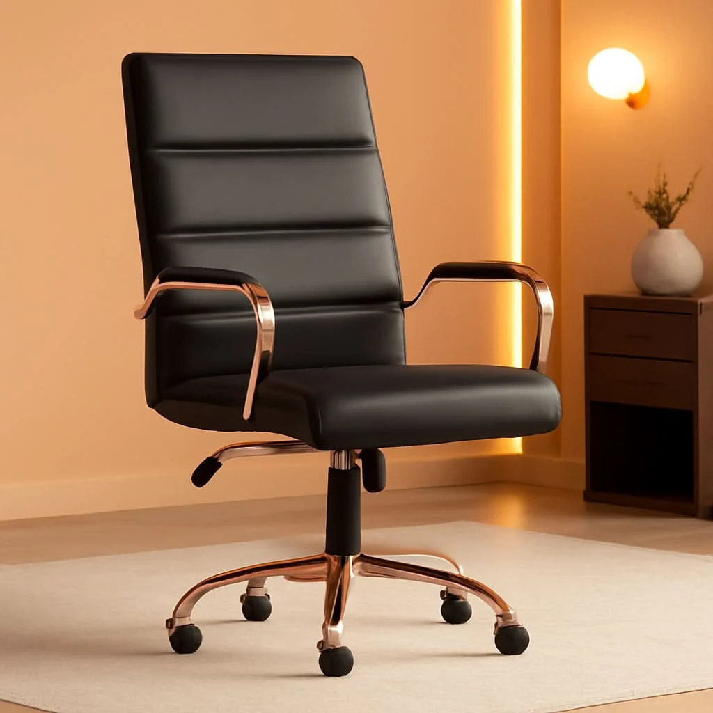 Minimalist Whitney Mid Back LeatherSoft Desk Chair With Adjustable Height Black R Sophisticated
