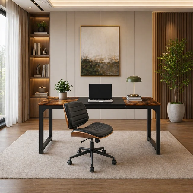 Classic 63 Modern Computer Desk Armless Swivel Office Chair Set Vintage Bl Genuine