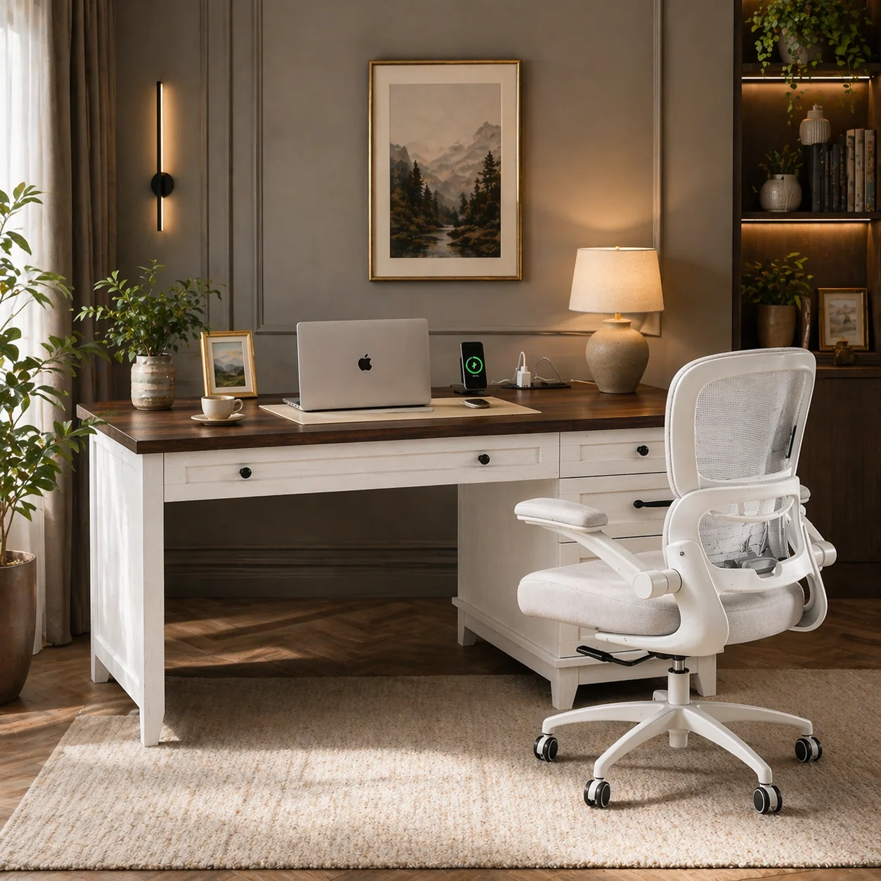 Proven 53.54 Executive Desk with Drawers Charging Station with Ergonomic M Relaxed