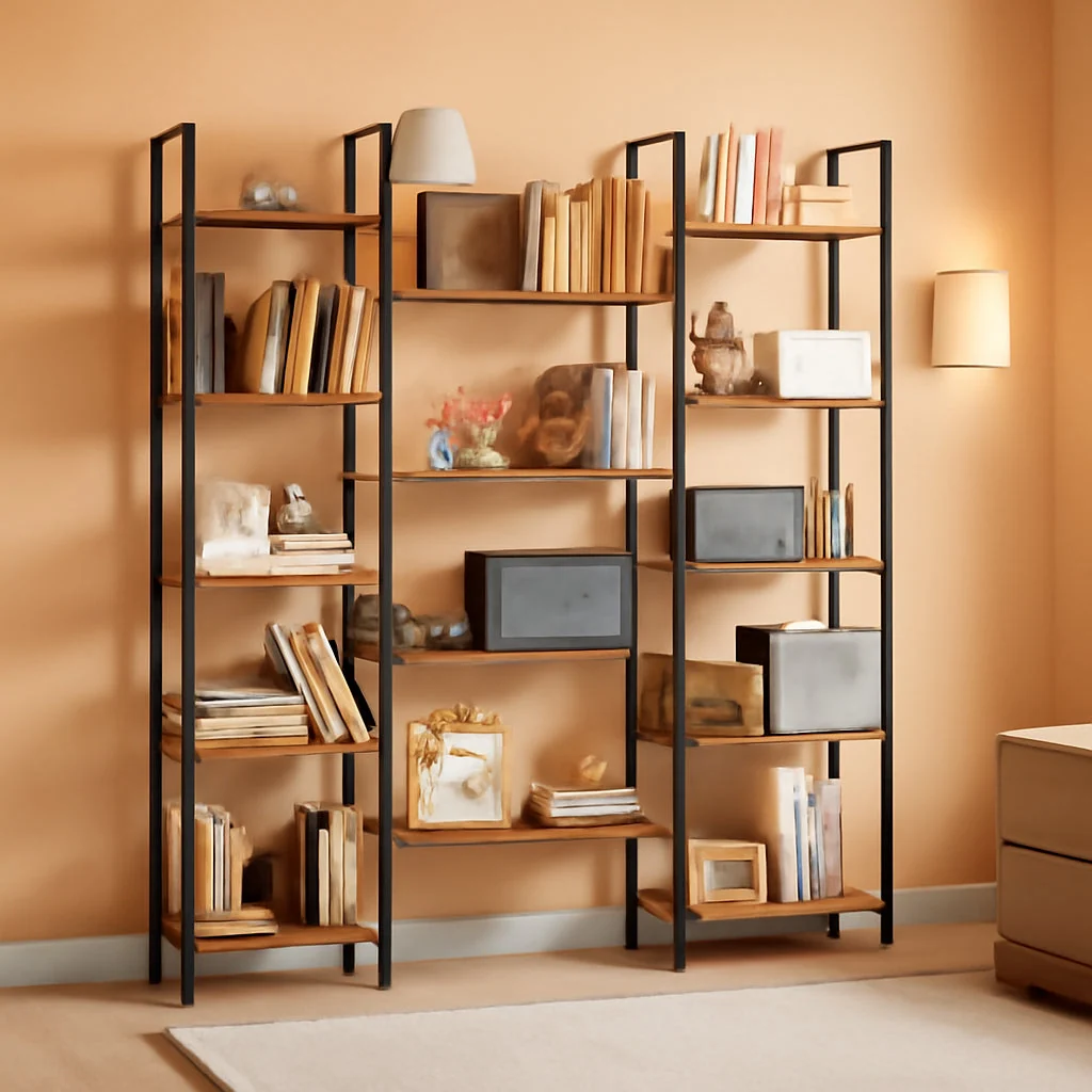 Next-Generation Industrial 14 Shelving Brown Bookcase Display Unit Green
