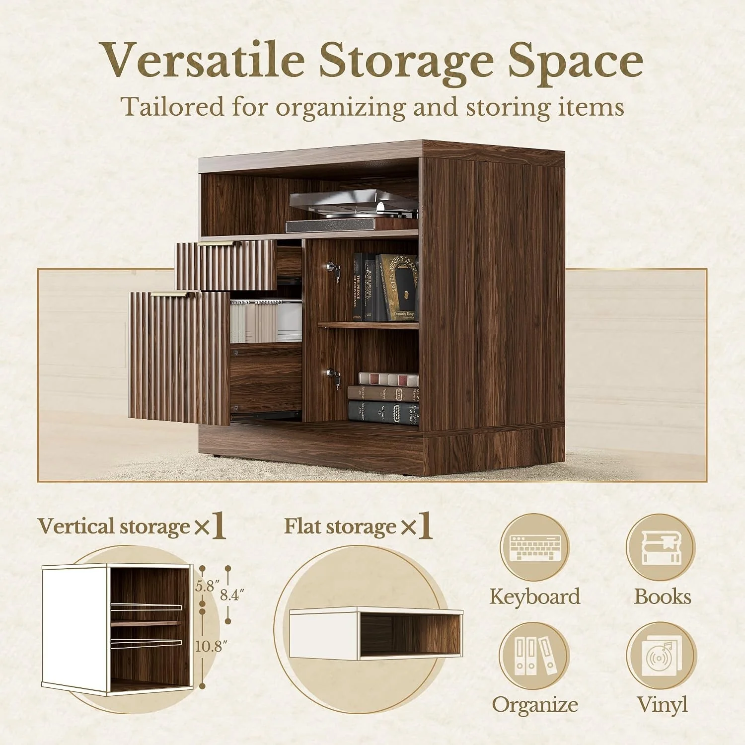 Refined Thirty Two Inch Walnut Lateral File Cabinet Lockable Assembly Carefully Designed