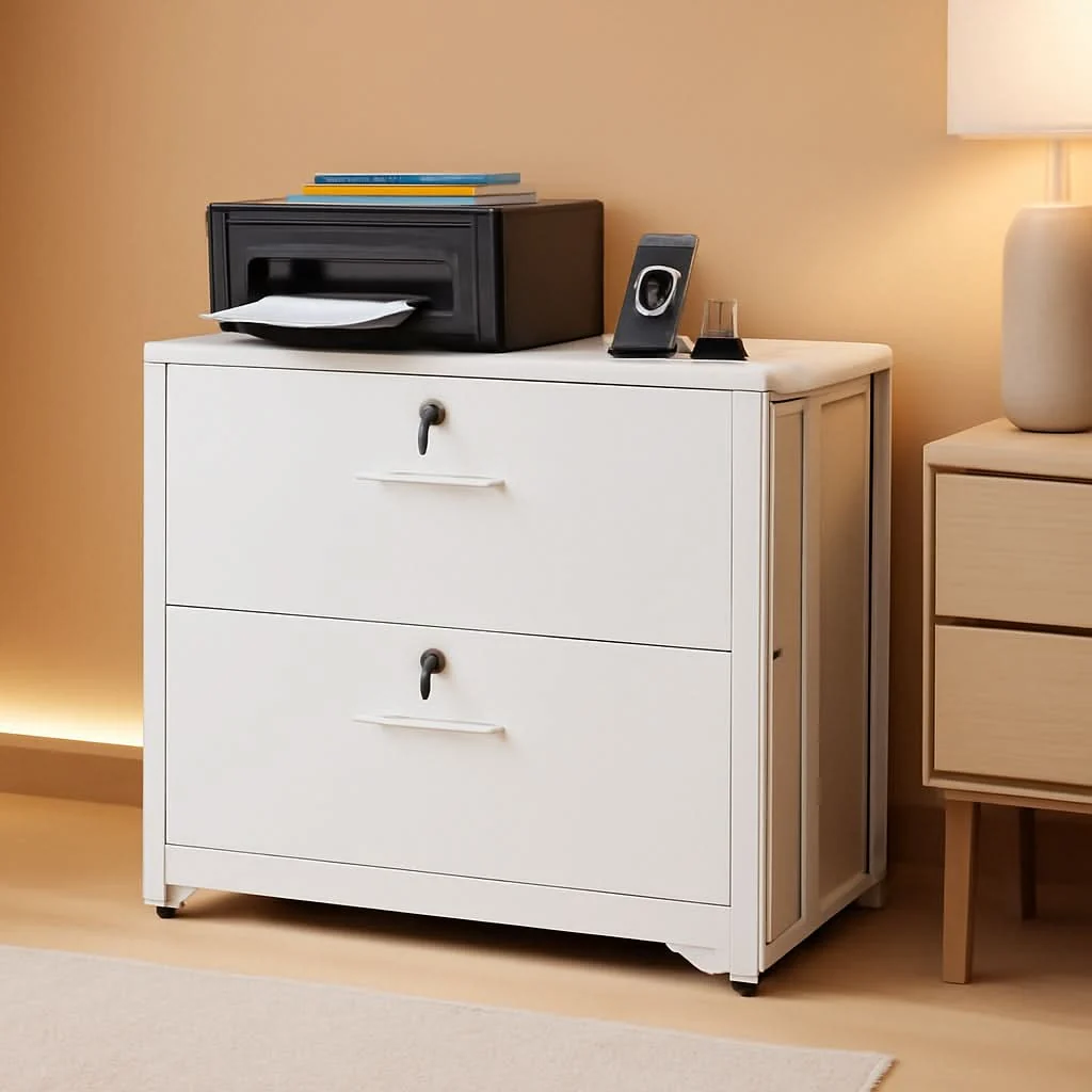 Pure Lockable File Cabinet With Charging Station For Home Office Genuine