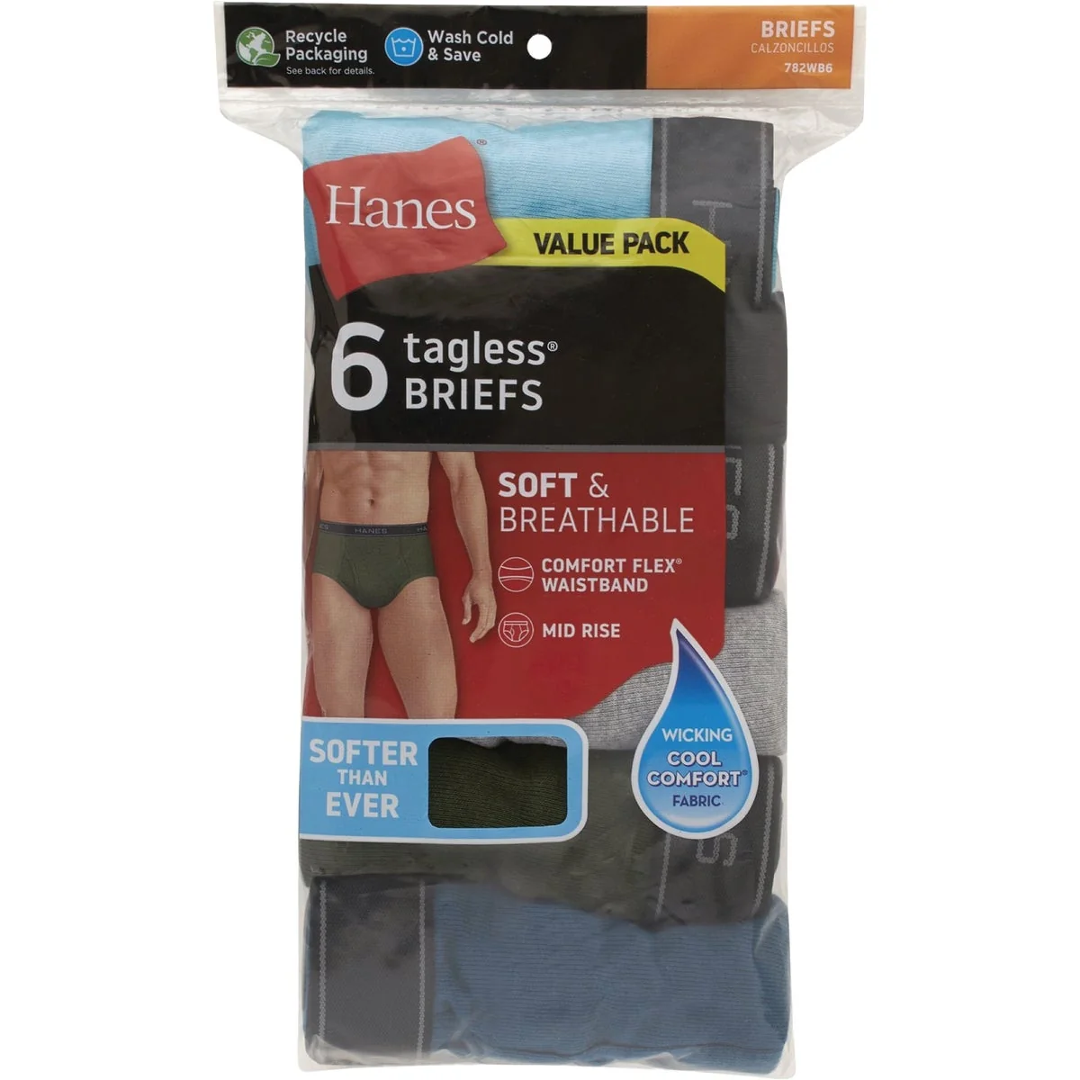 Specialty Hanes Men's 2XL Dyed Cotton Briefs 6-Pack Advanced
