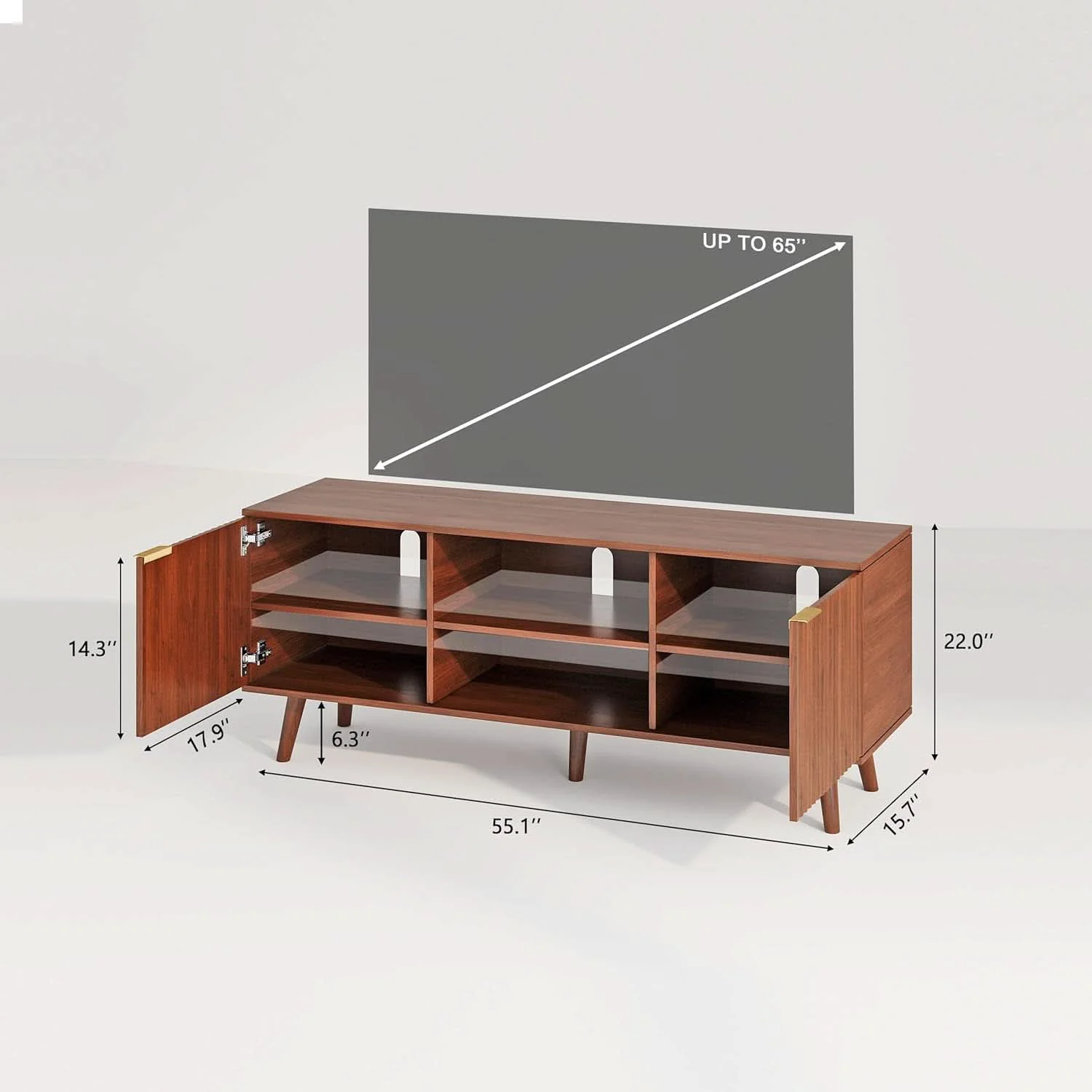 Innovative 55 Inch Ornatelyfluted TV Stand With Entertainmentcenter Smooth