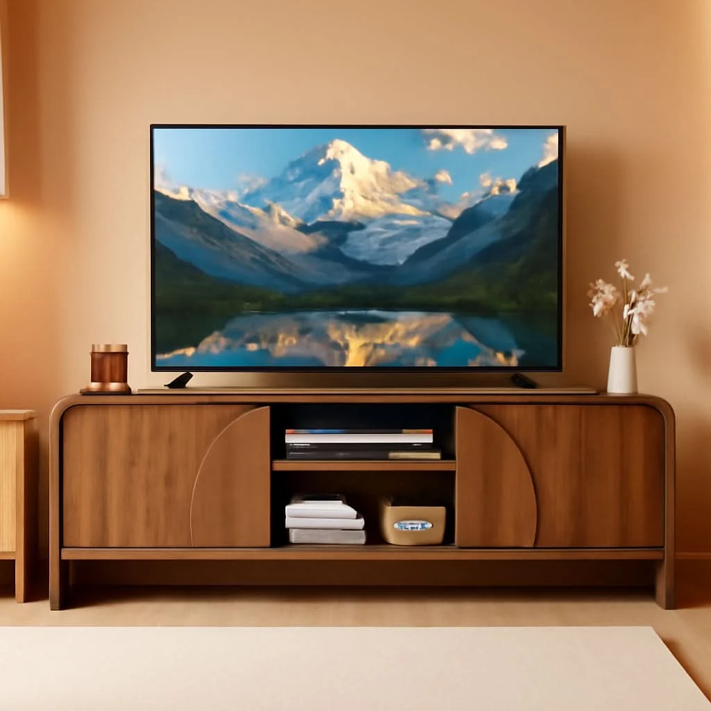 Trusted Walnut 63 Inch TV Stand Sliding Doors Entertainment Green