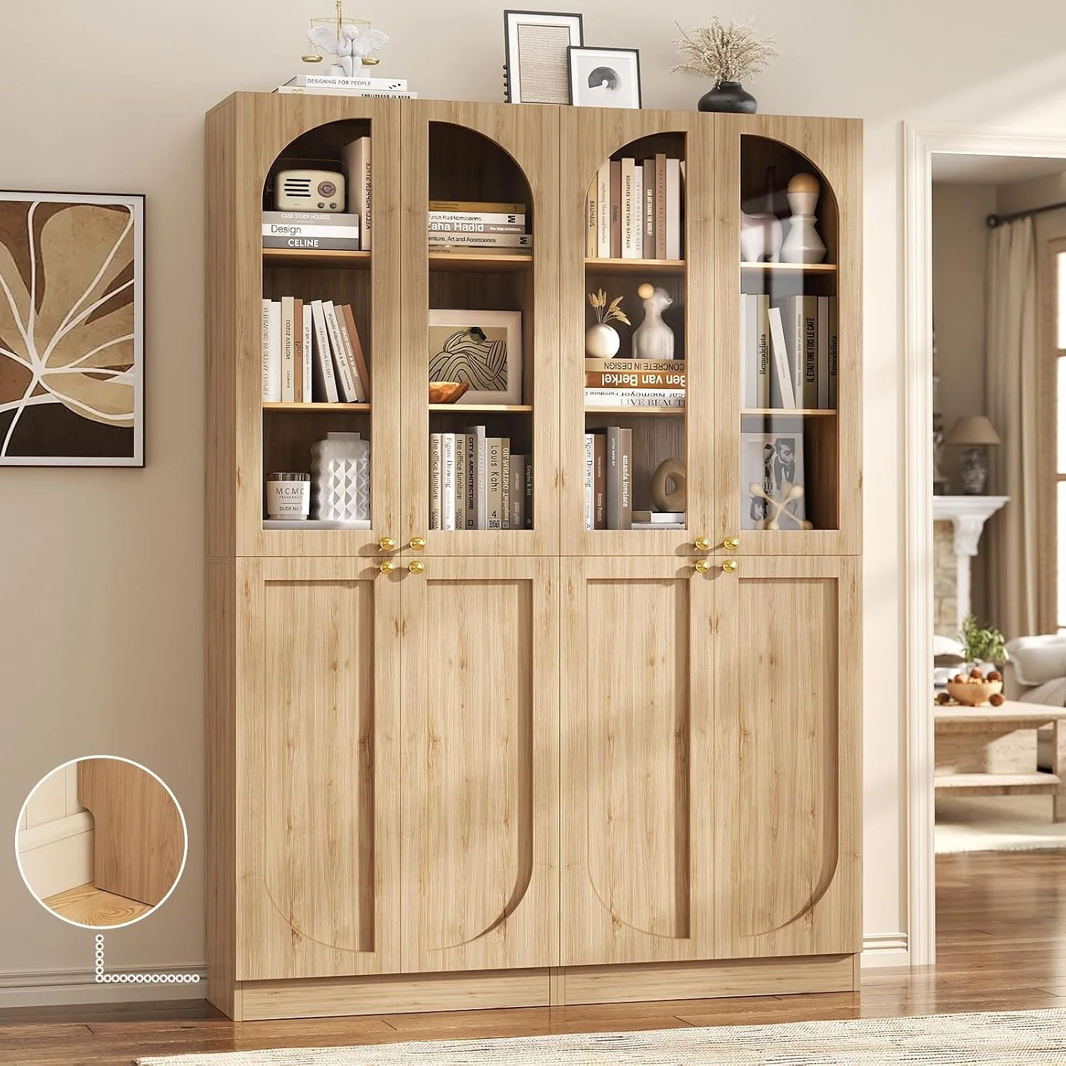 Safe 80 Inch Arched Bookcase Featuring Premium Soft Close Pure