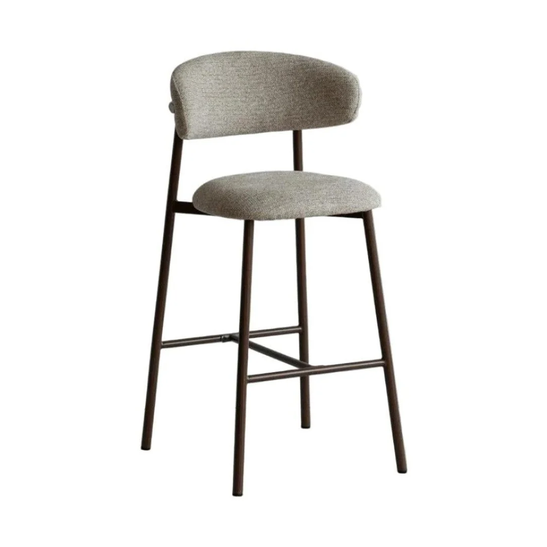 Stylish Malin Upholstered Bar Stool with Walnut Metal Legs Flexible