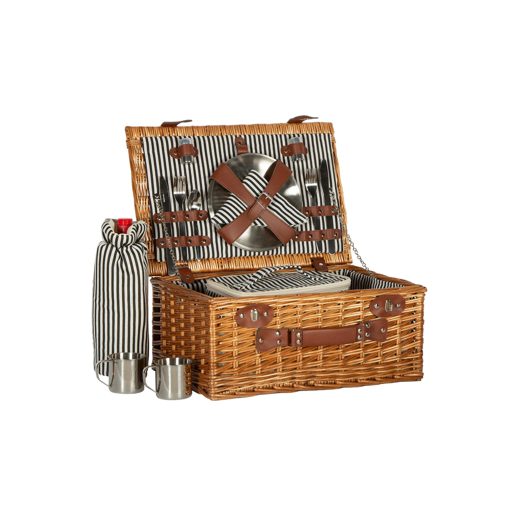 Recyclable WILLOW 4 PERSON PICNIC BASKET WITH REMOVEABLE COOLER BAG Effective