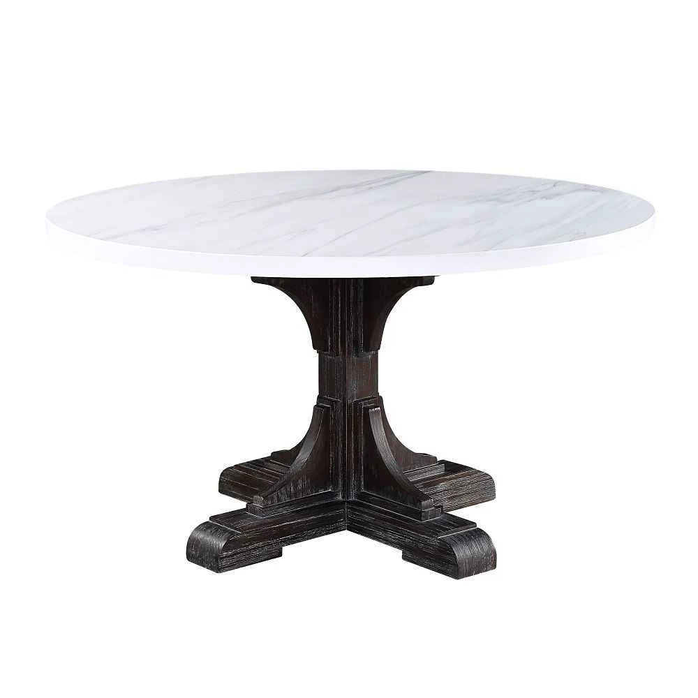 Minimalist Gerardo - Dining Table - White Marble Top Weathered Espresso Outstanding